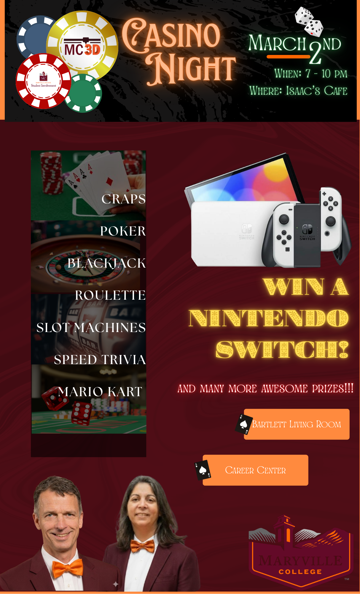 Large carnival-style flyer for Casino Night